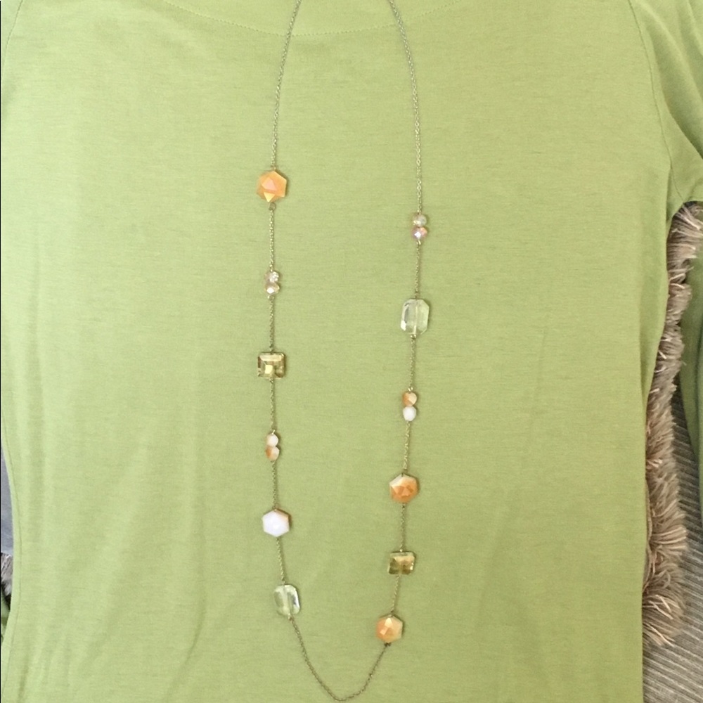 Sale! LOFT multi-stone gold-tone Long Necklace