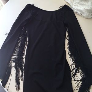 H & M black fringe dress