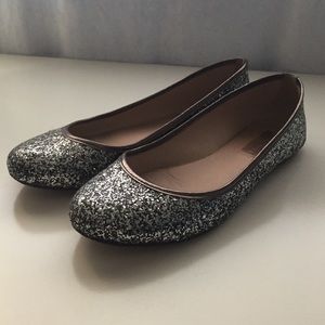Schutz silver glitter ballet flats