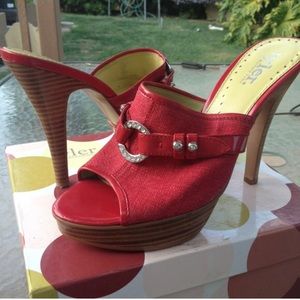 Red platform shoes