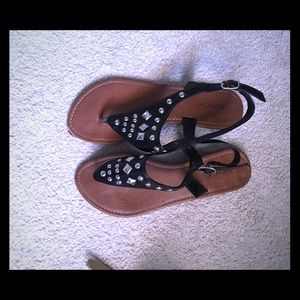 Black and silver stud sandals