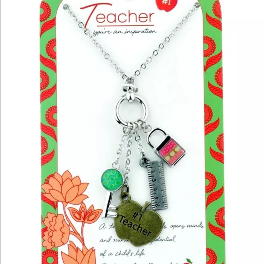 Jilzara Two-tone Teacher Charm Necklace