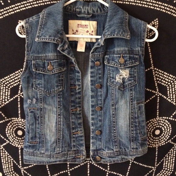 Distressed denim vest