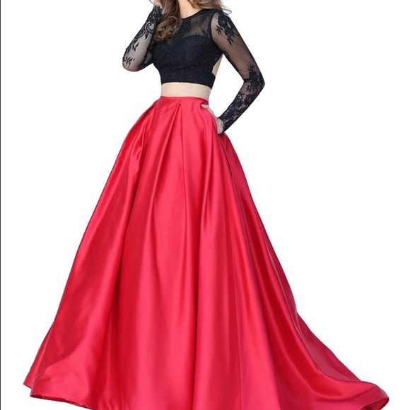 Red & Black Two-Piece Prom Dress
