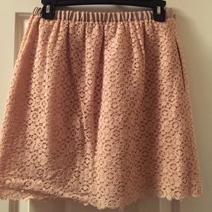 J. Crew pink lace skirt