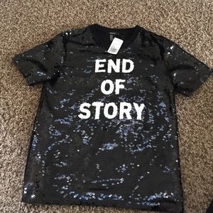 Black sequin "End of Story"