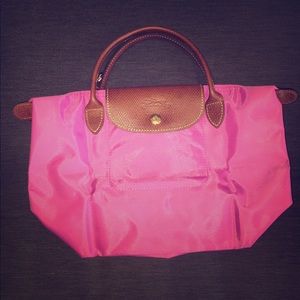 Longchamp small bubblegum pink top handle bag