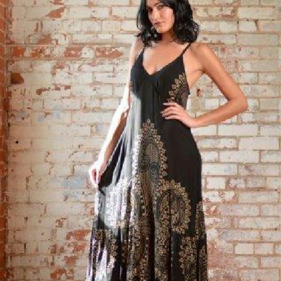 Long spagetti strap Boho hippie dress - Picture 2 of 3