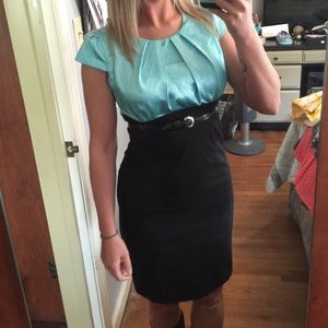 Light blue and black dress