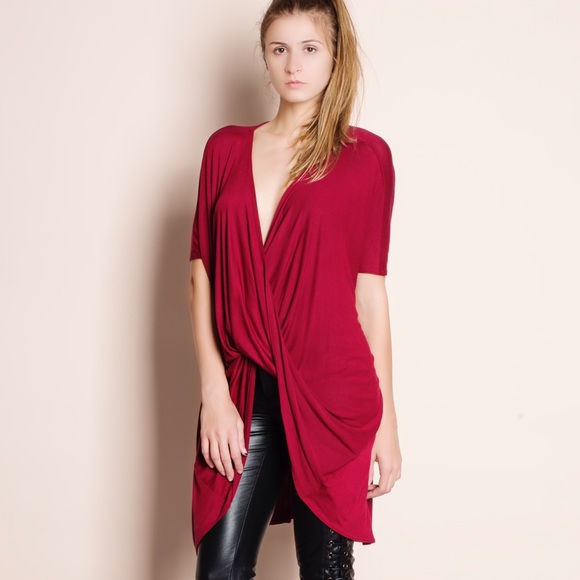 Faux Wrap Twist Front Top - Picture 4 of 4