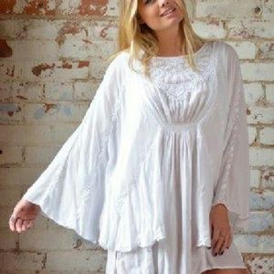Boho white embroidered hippie top