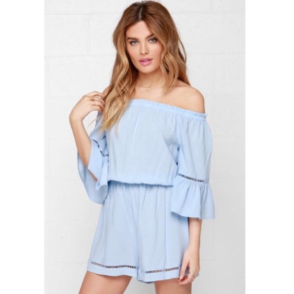 Sky Blue Off Shoulder Romper