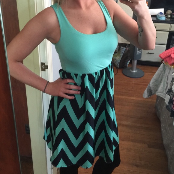 Mint Chevron Dress.