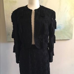 Louis Feraud embroidered w tassel suit