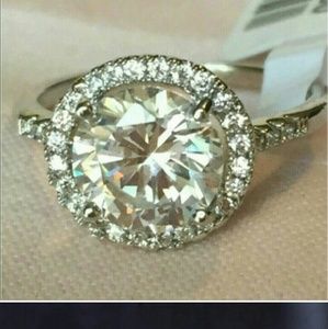 Hallo CZ Diamond 925 sterling silver Bridal ring