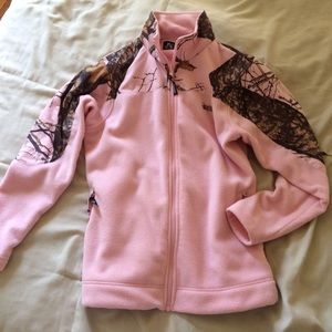 Pink Mossy Oak Camo Fleece Jacket