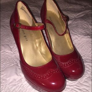 Steve Madden, red patent leather Mary Jane Pumps