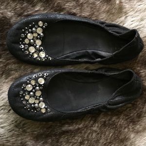 Black jeweled flats