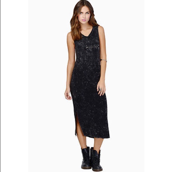 Black Midi Dress with Pocket / Medium