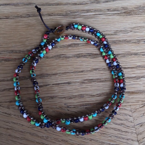 Multiple colored triple wrap beaded bracelet