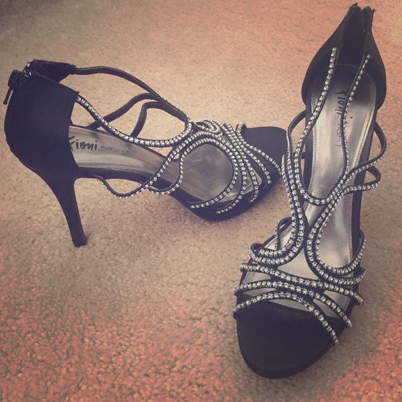 Black jeweled stilettos