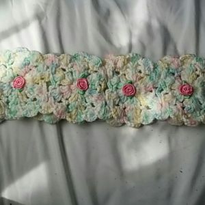HANDMADE rainbow headband with pink roses