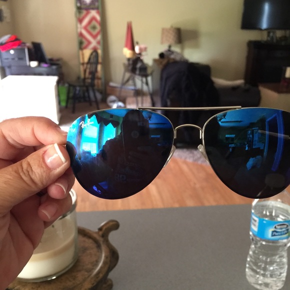Aviator Sunglasses blue mirrored lens