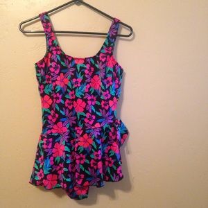 Vintage Floral One-piece Swimsuit.