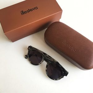 Illesteva "Leonard" Purple Grey Striped Sunglasses