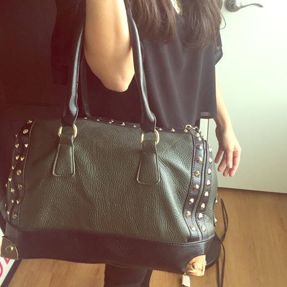 Olive studded satchel