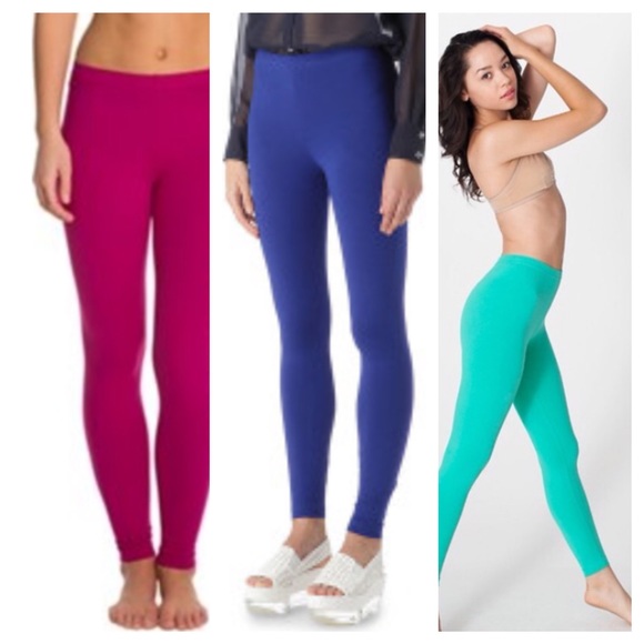 (3) Pair - Cotton Leggings, Fushia, Cobalt, Mint