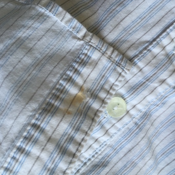 • Business Casual Baby Blue Stripe Blouse • - Picture 4 of 4