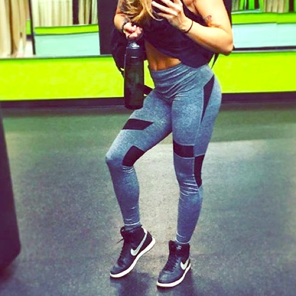 Forever 21 heather grey/ black mesh  leggings