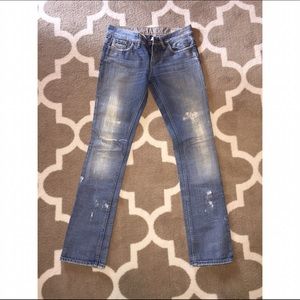 Diesel Straight Leg Ripped Jeans