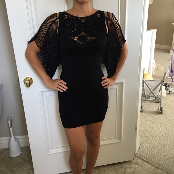 Black webbed Bebe dress