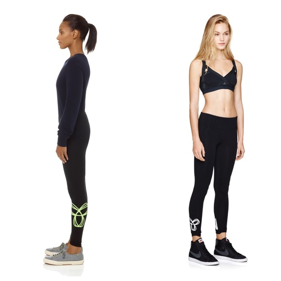 TNA Aritzia EQUATOR leggings black w/ neon yellow