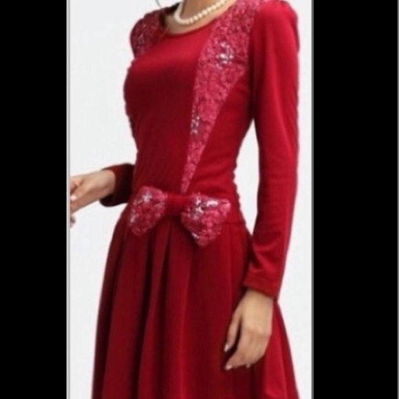 Red Bow Detail Dress