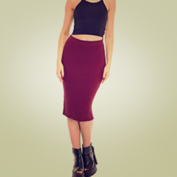 Maroon midi skirt