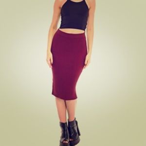 Maroon midi skirt