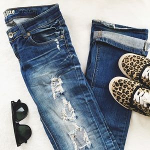 Machine Distressed Jeans