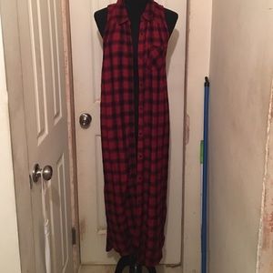 Red Buffalo Check Hi-Lo Maxi Dress