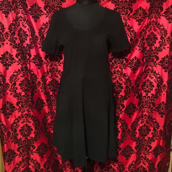 Black Scoop Neck Skater Dress