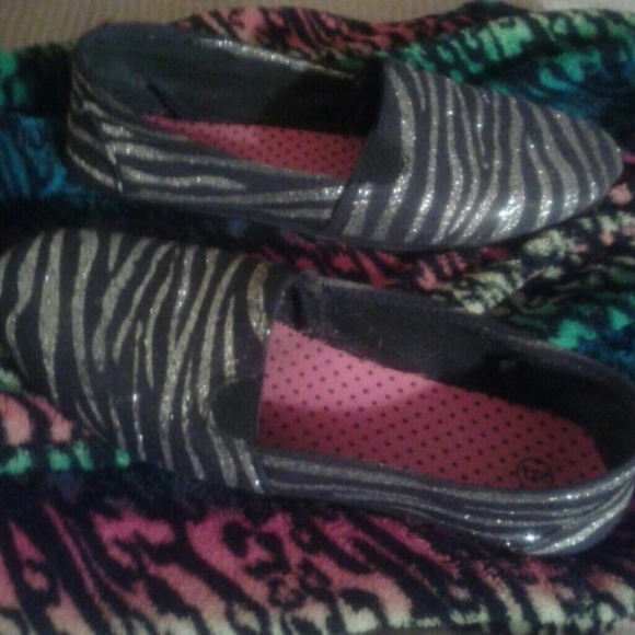 Black Zebra Slip Ons