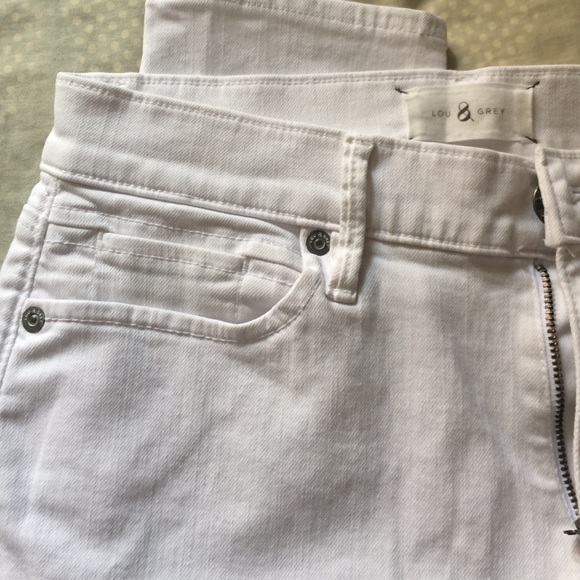 Lou & Grey White High Waist Skinny Ankle Jeans