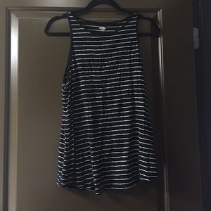 White/black striped loose fit tank top