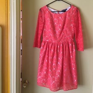 French Connection floral pattern coral lace dress