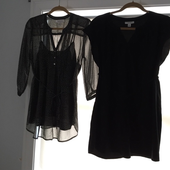 [Maternity] set of 2: blouses. Black/black polka