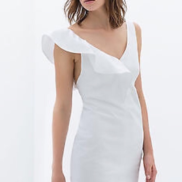 Zara one shoulder ruffle dress