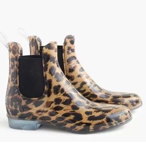 NEW J. CREW CHELSEA LEOPARD RAIN BOOTS SIZE 6