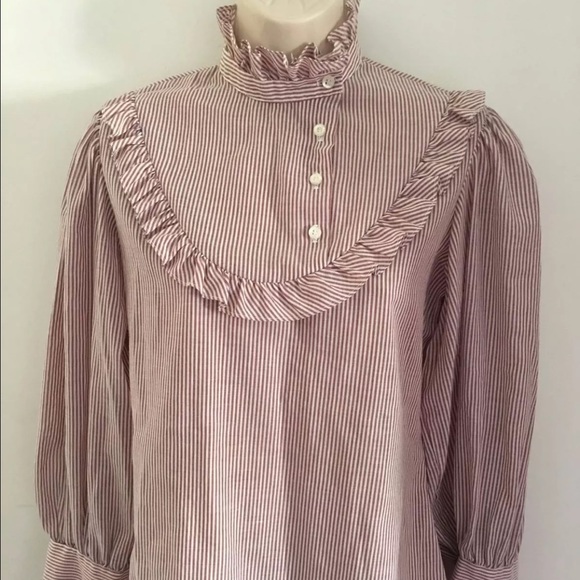 Judy Bond Striped Ruffle Peasant Blouse